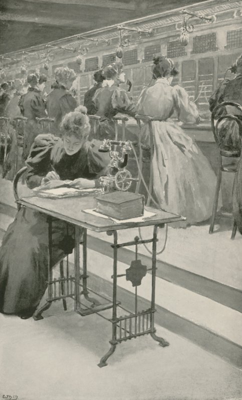 På jobb i et telefonrom av William Henry Margetson