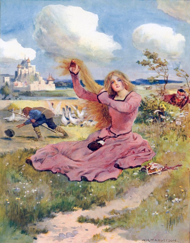 Blås, dere briser, blås, sier jeg, blås bort gåseflokkens hatt av William Henry Margetson
