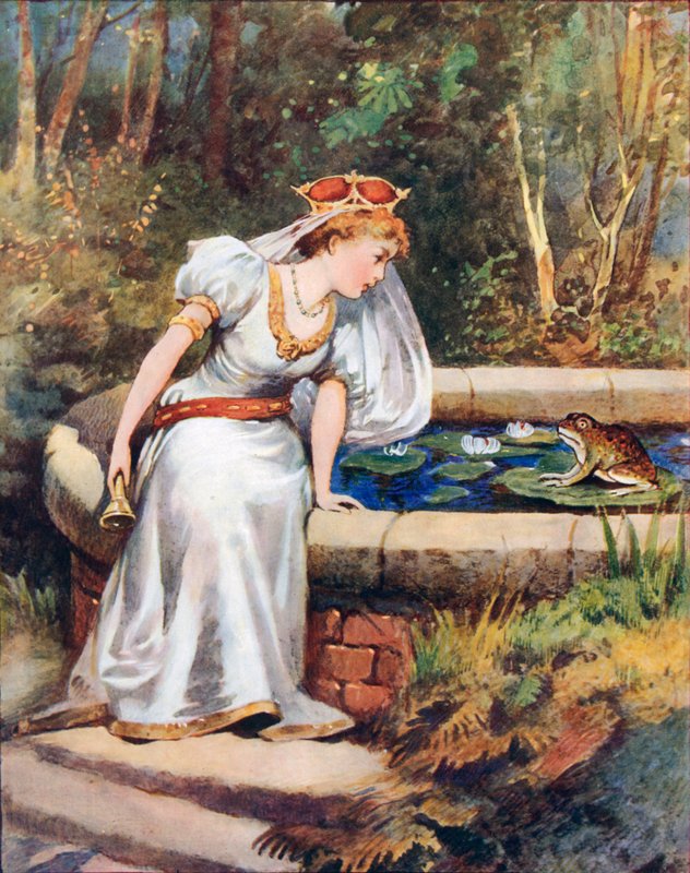 «Ikke gråt, kjære prinsesse,» sa frosken. "Jeg kan hente ballen din for deg" av William Henry Margetson