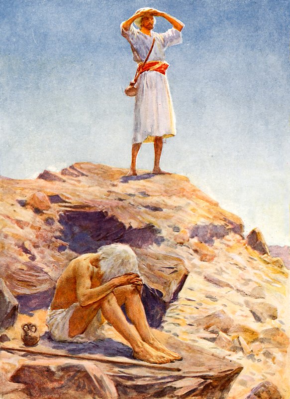 Elia og hans tjener ser etter regn på Karmelfjellet av William Henry Margetson