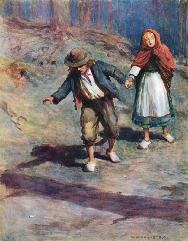 De fant veien hjem ganske lett, for månen lyste sterkt på småsteinene som Hansel hadde sluppet forresten av William Henry Margetson