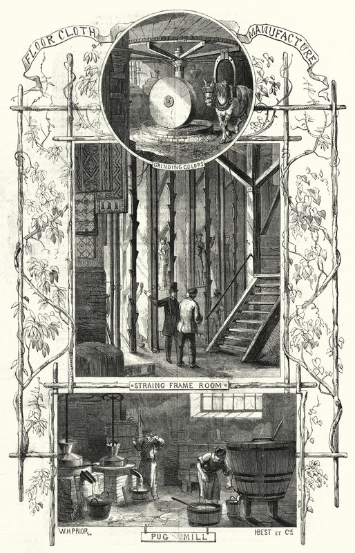 Produksjon av gulvduk (gravering) av William Henry Pike