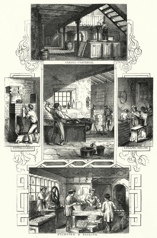 Produksjon av såpe (gravering) av William Henry Pike