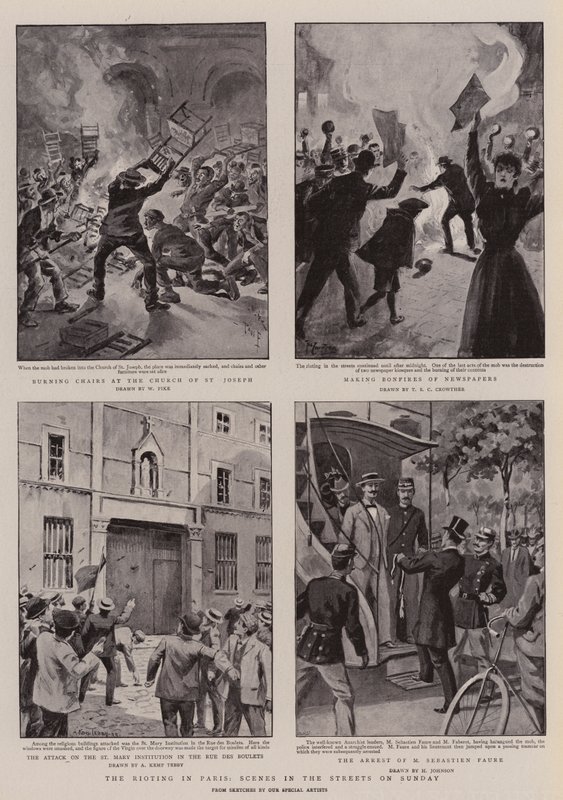 The Rioting in Paris, Scenes in the Streets på søndag av William Henry Pike