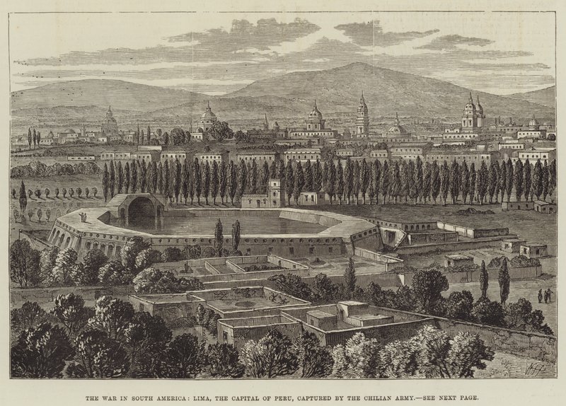 Krigen i Sør-Amerika, Lima, hovedstaden i Peru, tatt til fange av den chilenske hæren av William Henry Pike