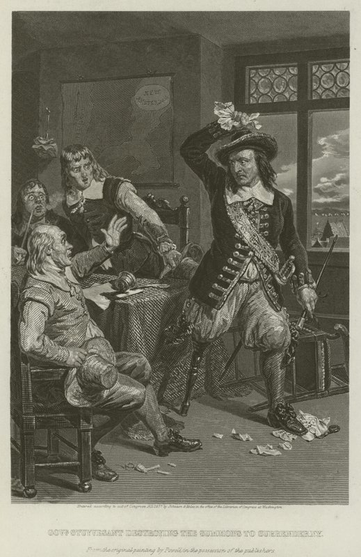 Guvernør Stuyvesant ødelegger innkallingen til å overgi New York, 1664 av William Henry Powell
