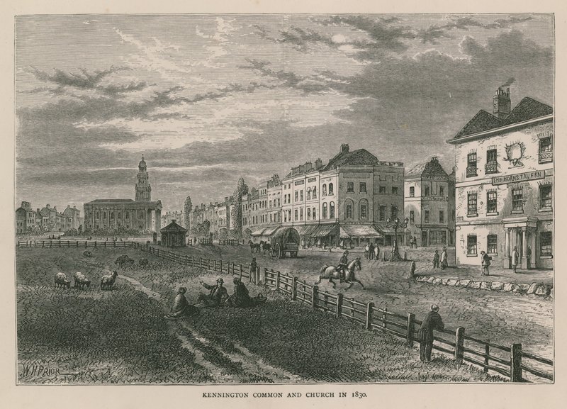 Kennington Common and Church i 1830 av William Henry Prior
