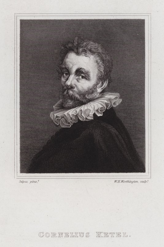 Cornelis Ketel , nederlandsk manneristmaler (gravering) av William Henry Worthington