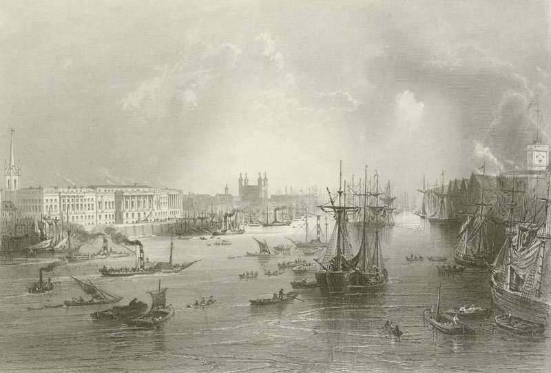 Havnen i London av William Henry after Bartlett