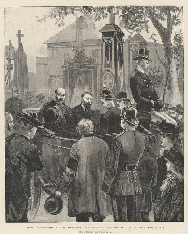 Ankomst av prinsen av Wales og hertugen av Edinburgh til Coburg for begravelsen til avdøde storhertug av William Heysham Overend