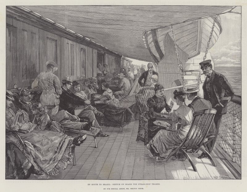 På vei til Brasil, skisser om bord på Steam-Ship Thames av William Heysham Overend