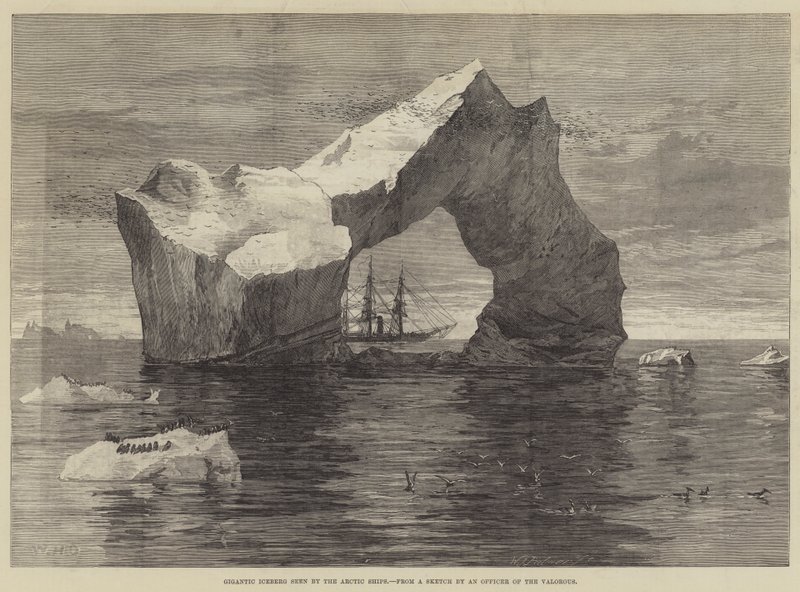 Gigantisk isfjell sett av polarskipene av William Heysham Overend