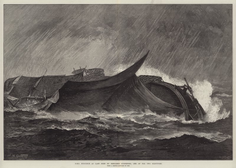 HMS Eurydice som sist sett av Benjamin Cuddiford, en av de to overlevende av William Heysham Overend