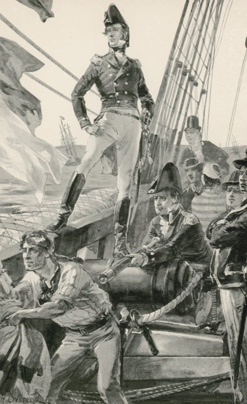 Lord Cochrane signaliserer hjelp til å angripe den franske flåten av William Heysham Overend