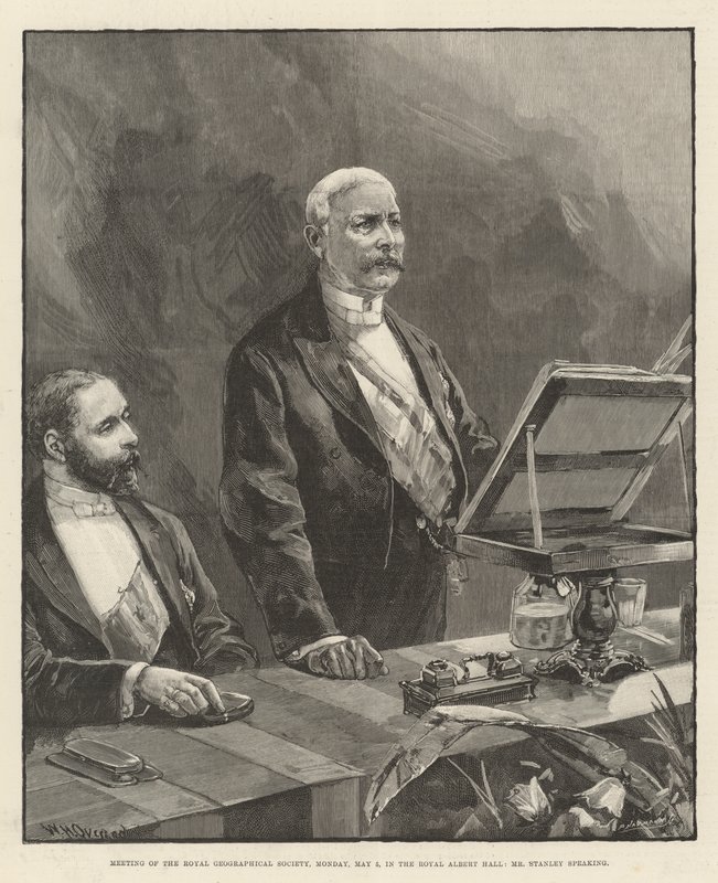 Møte i Royal Geographical Society, mandag 5. mai, i Royal Albert Hall, herr Stanley taler av William Heysham Overend