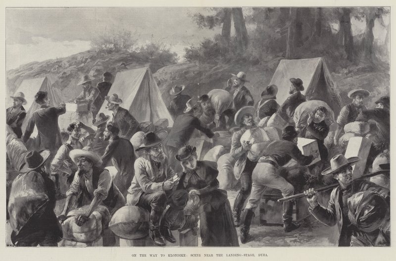 På vei til Klondike, scene nær landingsscenen, Dyea av William Heysham Overend