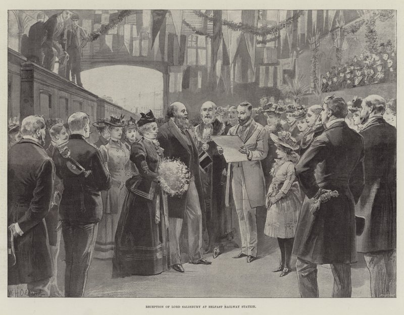 Mottak av Lord Salisbury på Belfast jernbanestasjon av William Heysham Overend