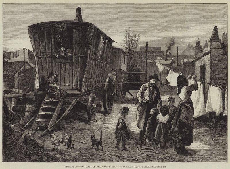 Skisser av Gipsy Life, et leirsted nær Latimer-Road, Notting-Hill av William Heysham Overend