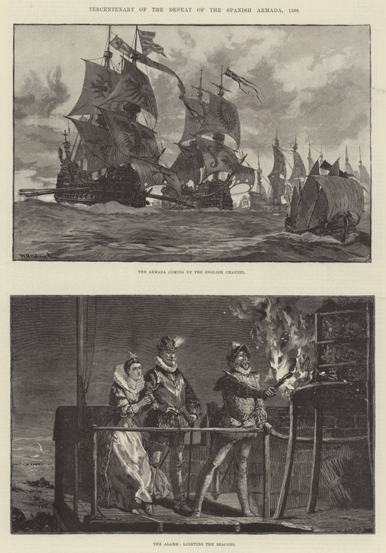Trehundreårsdagen for nederlaget til den spanske armadaen, 1588 av William Heysham Overend