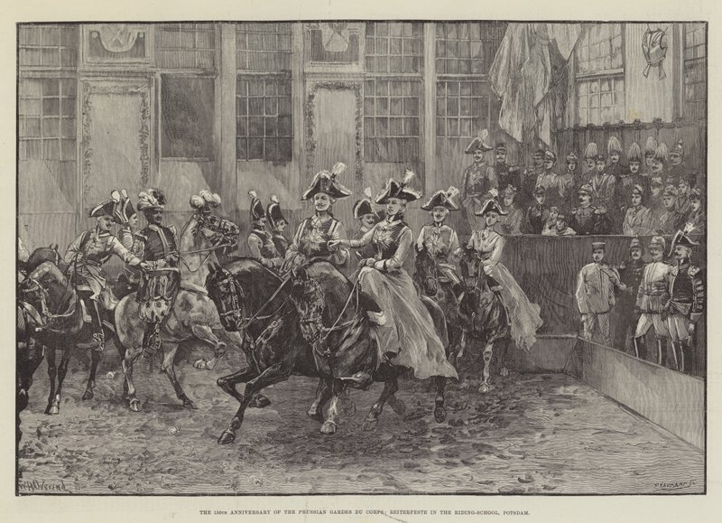150-årsjubileet for den prøyssiske Gardes du Corps, Reiterfeste i Rideskolen, Potsdam av William Heysham Overend