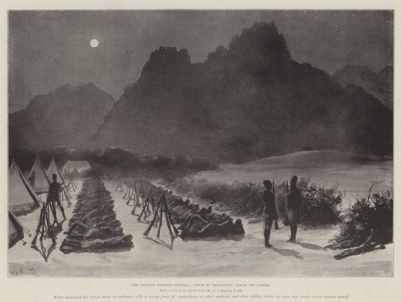 Fremskrittet mot Dongola, Sonki by Moonlight, inne i Zareba av William Heysham Overend
