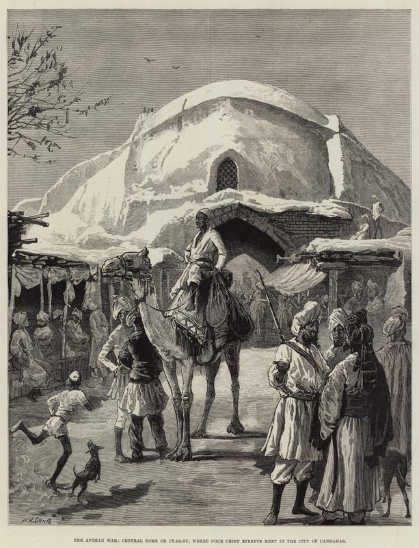 Den afghanske krigen, Central Dome eller Char-Su, der Four Chief Streets møtes i byen Candahar av William Heysham Overend