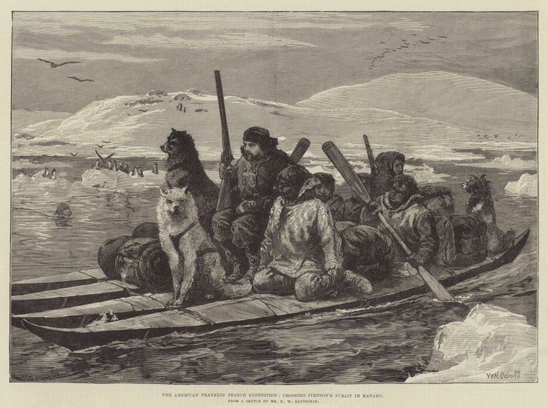 Den amerikanske Franklin Search Expedition, krysser Simpsons Strait i kajakker av William Heysham Overend