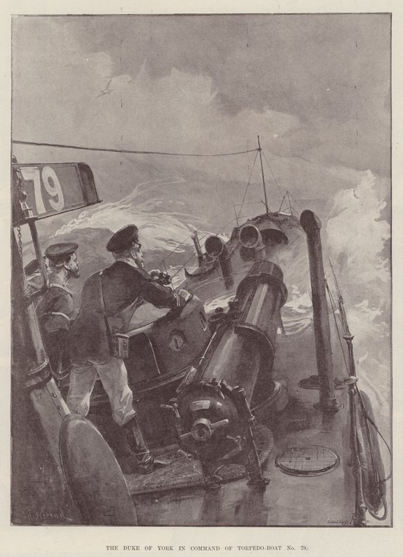 Hertugen av York i kommando over Torpedo-båt nr. 79 av William Heysham Overend