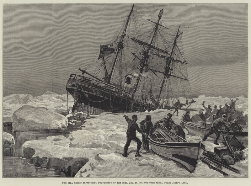 Eira arktiske ekspedisjon, grunnleggelsen av Eira, 21. august 1881, utenfor Cape Flora, Franz Joseph Land av William Heysham Overend