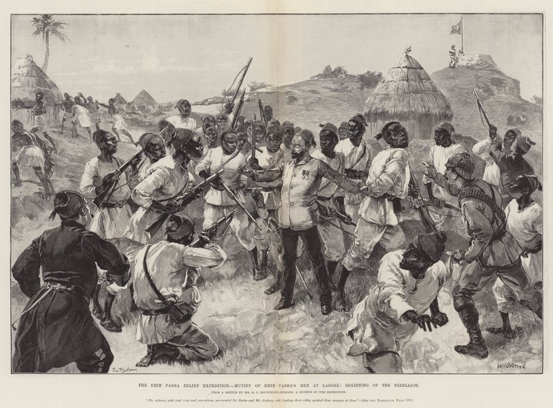 Emin Pasha Relief Expedition, Mytteri av Emin Pashas menn i arbeid, begynnelsen av opprøret av William Heysham Overend