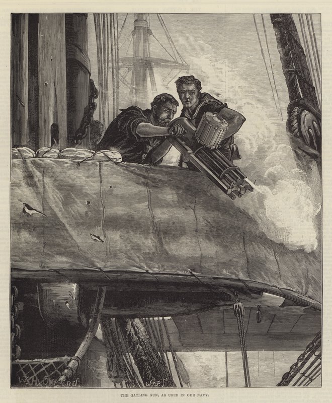 Gatling Gun, som brukt i vår marine av William Heysham Overend