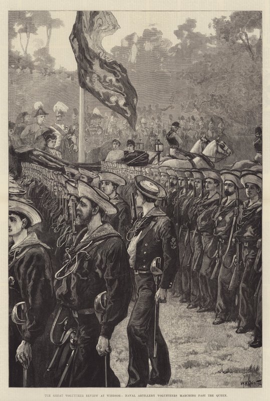 The Great Volunteer Review at Windsor, Naval Artillery Volunteers marsjerte forbi dronningen av William Heysham Overend