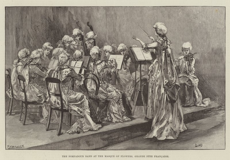 Pompadour-bandet ved Masque of Flowers, Grande Fete Francaise av William Heysham Overend