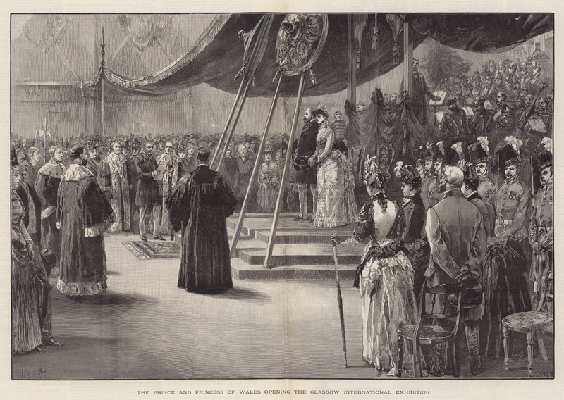 Prinsen og prinsessen av Wales åpner Glasgow International Exhibition av William Heysham Overend
