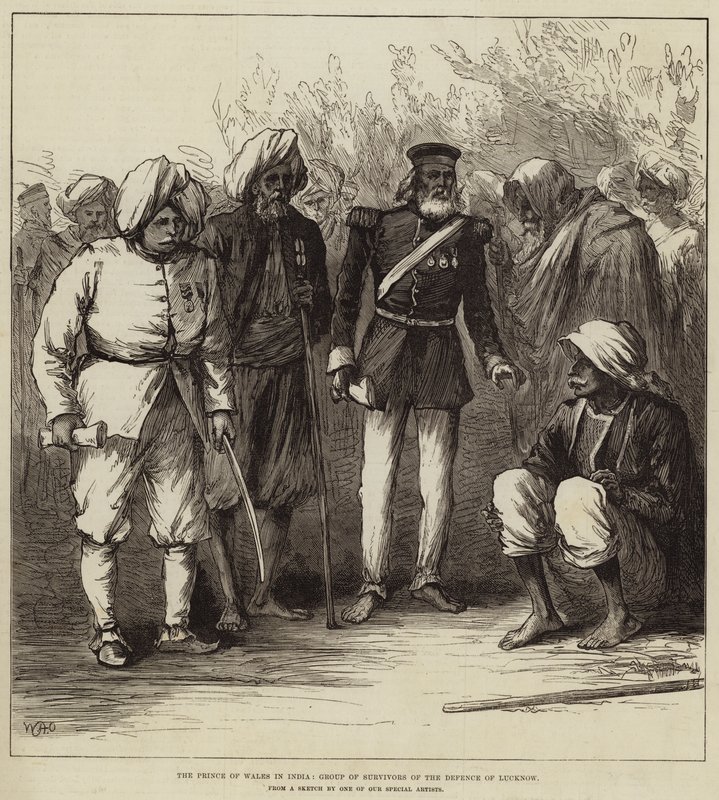 Prinsen av Wales i India, gruppe overlevende fra forsvaret av Lucknow av William Heysham Overend