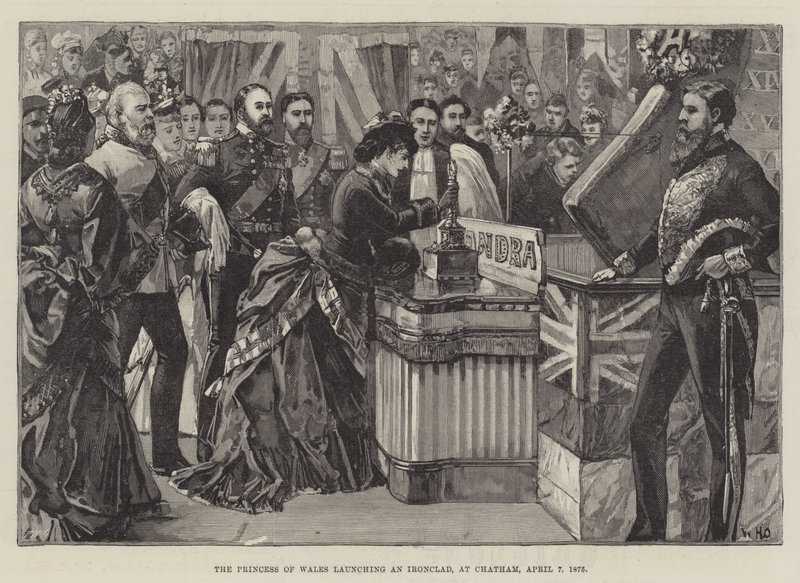 Prinsessen av Wales lanserer en Ironclad, i Chatham, 7. april 1875 av William Heysham Overend