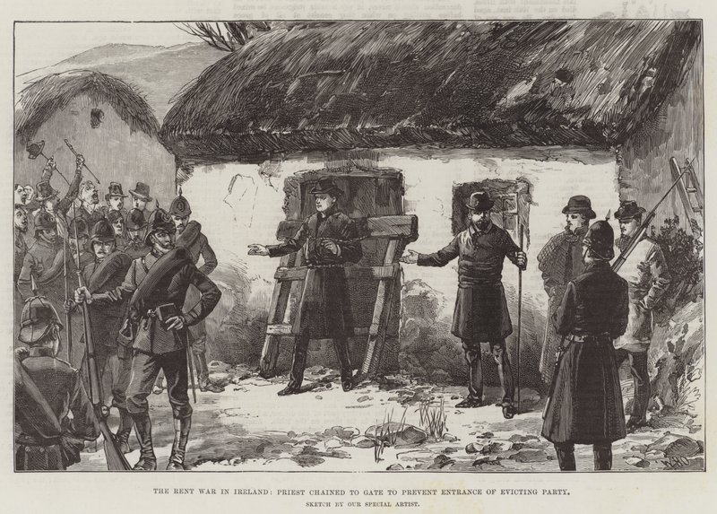 Leiekrigen i Irland, Priest lenket til Gate for å forhindre inntreden av utkastende part av William Heysham Overend