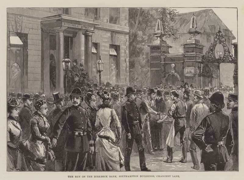 The Run on the Birkbeck Bank, Southampton Buildings, Chancery Lane av William Heysham Overend