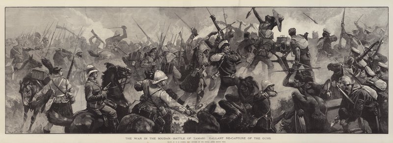 The War in the Soudan, Battle of Tamasi, Gallant Re-Capture of the Guns av William Heysham Overend