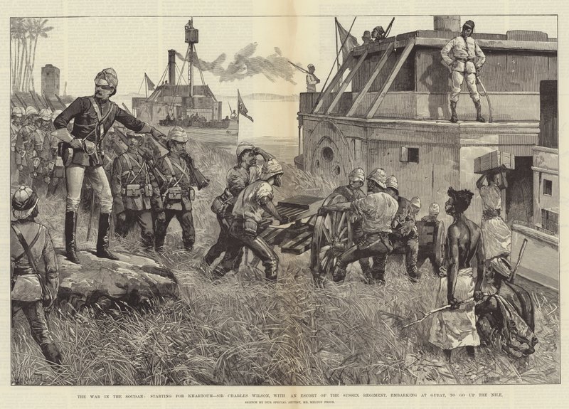 Krigen i Soudan, som startet for Khartoum, Sir Charles Wilson, med en eskorte fra Sussex-regimentet, tok fatt på Gubat, for å gå opp Nilen av William Heysham Overend