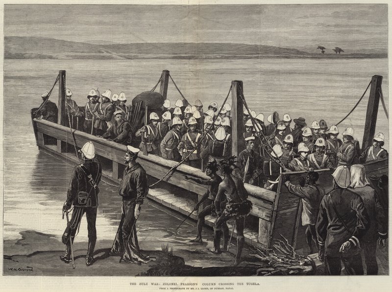 Zulu-krigen, oberst Pearsons kolonne som krysser Tugela av William Heysham Overend