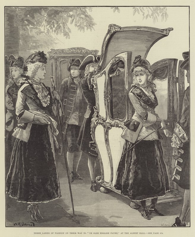 Three Ladies of Fashion på vei til Ye Olde English Fayre, i Albert Hall av William Heysham Overend