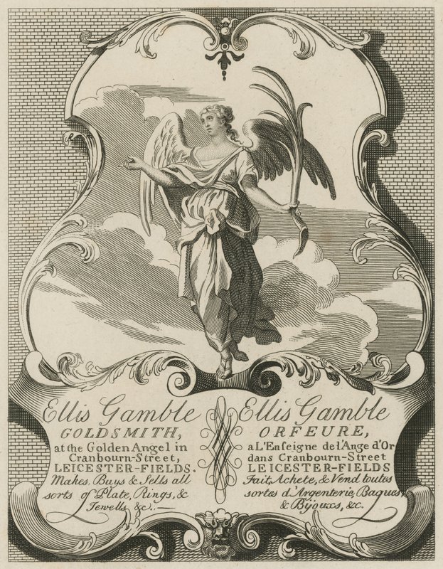 Annonse for Ellis Gamble, Goldsmith av William Hogarth