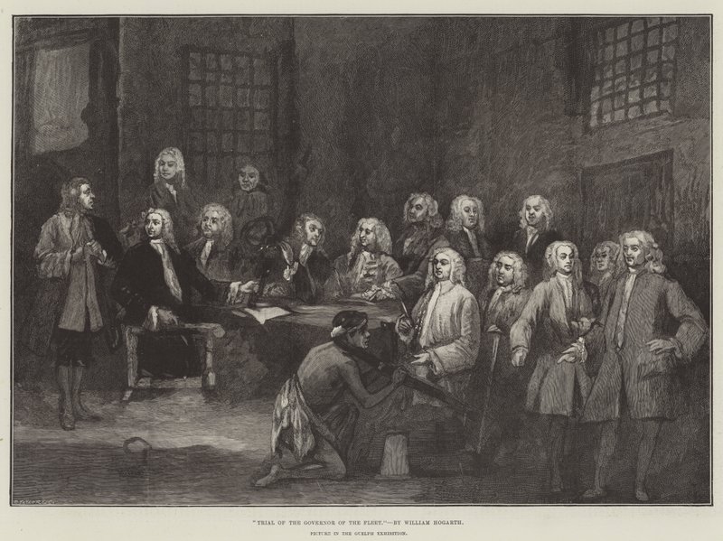 Rettssak mot guvernøren for flåten av William Hogarth