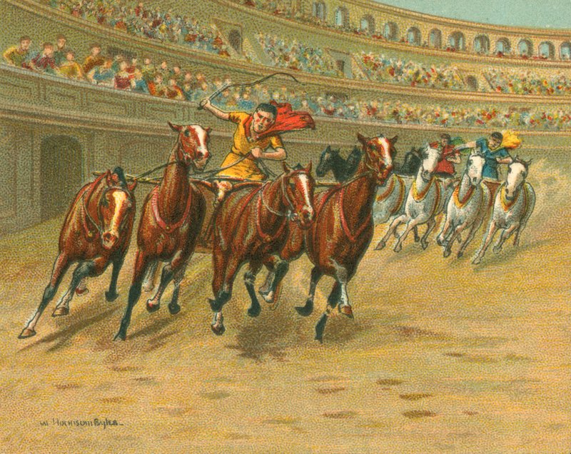 Races Historiske og Moderne, Roman Chariot Races (chromolitho) av William Hounsom Byles