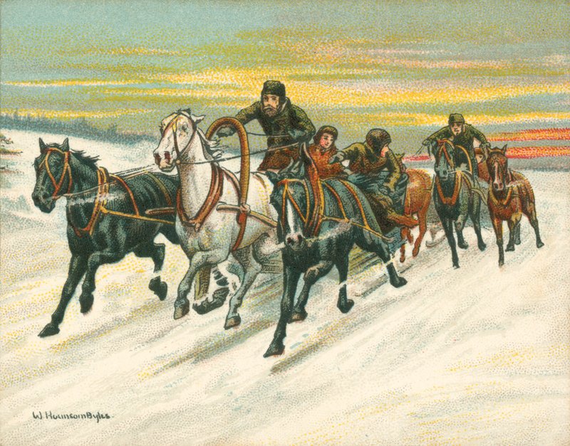 Races historiske og moderne, russiske sledeløp (chromolitho) av William Hounsom Byles