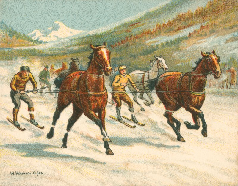 Løp historiske og moderne, Ski-Joring (chromolitho) av William Hounsom Byles