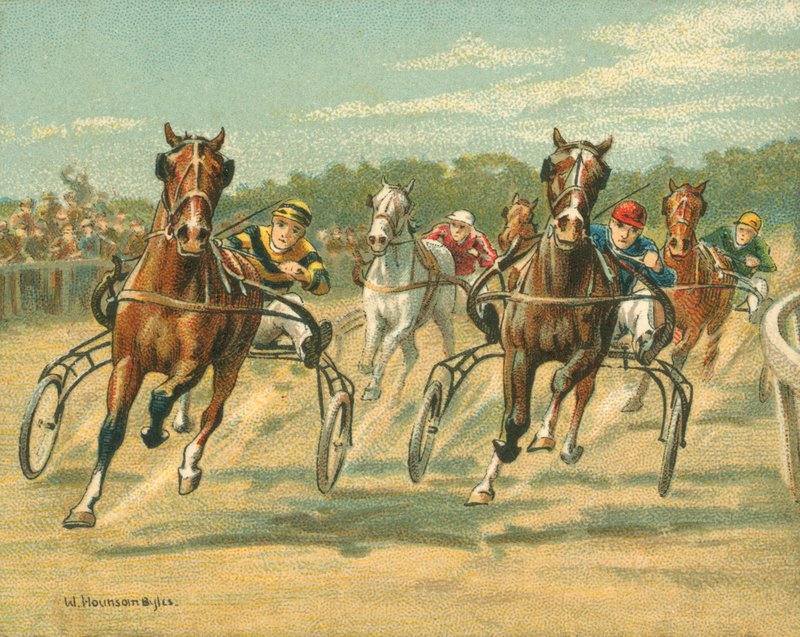 Historiske og moderne løp, trav- og tempoløp (chromolitho) av William Hounsom Byles