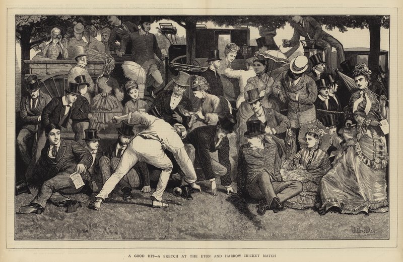 A Good Hit, a Sketch på Eton og Harrow Cricket Match av William III Bromley