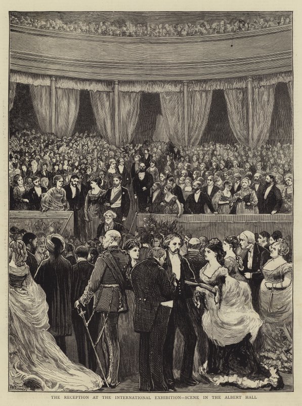 Resepsjonen på den internasjonale utstillingen, Scene i Albert Hall-gravering av William III Bromley